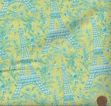 Eiffel tower green blue Paris Michael Miller fabric 12 inch piece