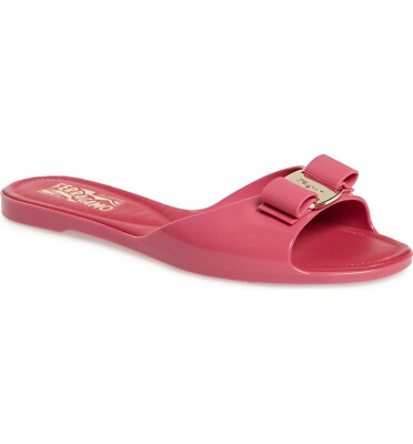 NIB NEW Salvatore Ferragamo Cirella jelly pink pool rubber sandals