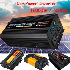 16000W 6000W Car Power Inverter DC 12V To AC 110V Pure Sine Wave Converter LCD
