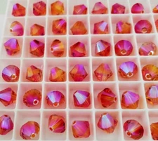 Swarovski 5328 8mm bicone beads, Fireopal Shimmer 2X (8pcs) Limited Edition 