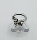 Vintage 925 Sterling Silver Dachshund Ring With Marcasite Size 8