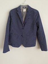 Gap Academy Blazer Womens Size 12 Navy and White Polka Dot Blazer Jacket