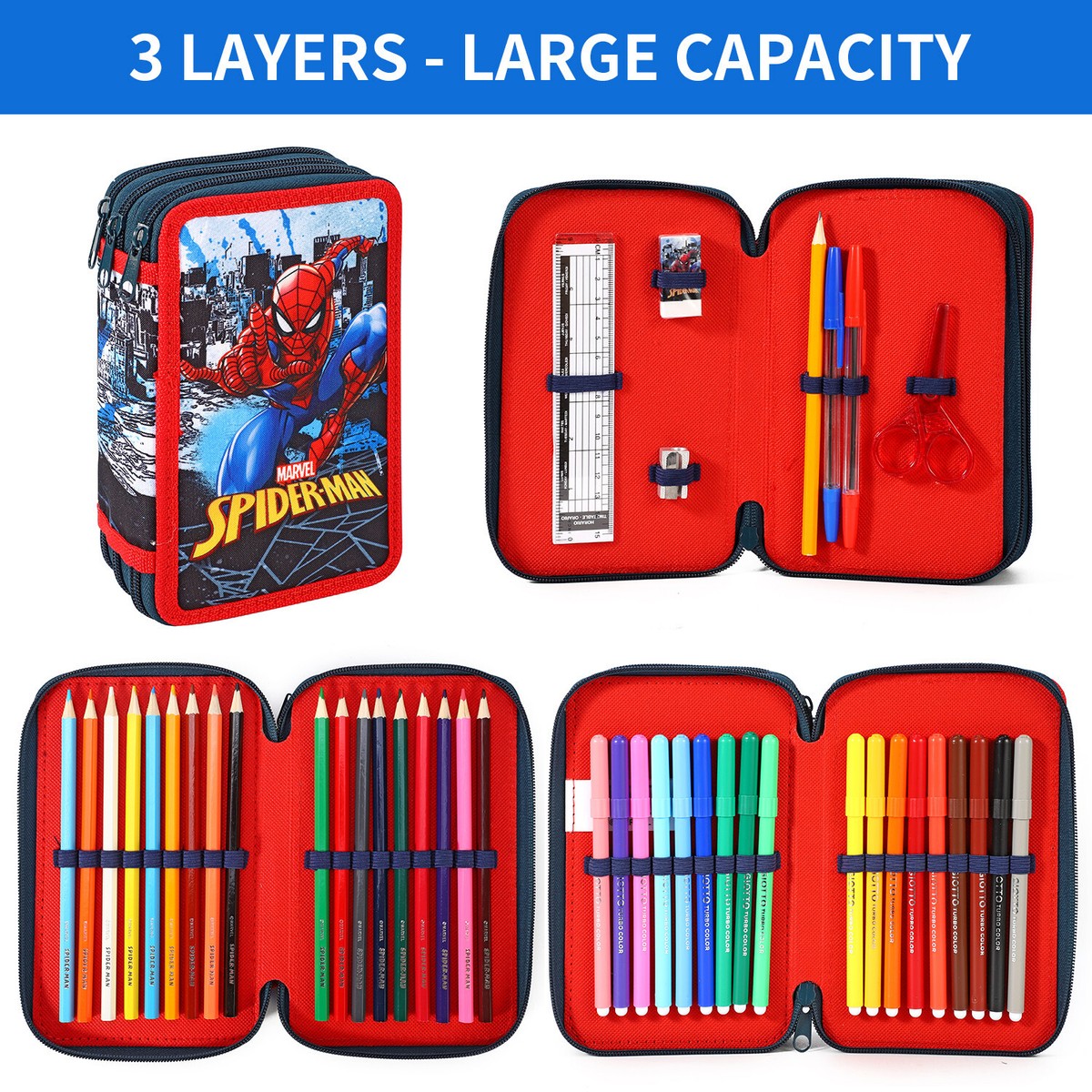 Marvel Spiderman School Supply - 3 PCS 8" Superhero Pencil Case - View #5