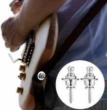 2PCS Guitar Bass Strap Lock Security Metal Fastener Strap Locks Metal Button