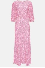 RRP£315 New RIXO Flavia Crepe Lily Trail Azalea Pink Dress Size S UK10