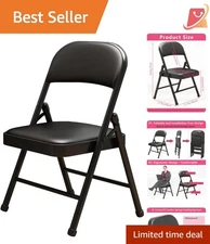 Folding Chair Steel Frame Padded Cushion Indoor Outdoor Stackable Seat