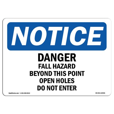 Danger Fall Hazard Beyond This Point Open OSHA Notice Sign Metal Plastic Decal
