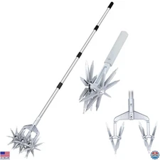 Adjustable Rotary Cultivator Tiller Tool, 2-in-1 Manual Garden Soil Mixer