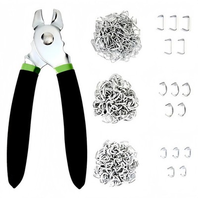 Straight Hog Ring Pliers 240Pcs 3/4 1/2 3/8 inch Rings Kit Upholstery Seat Cover
