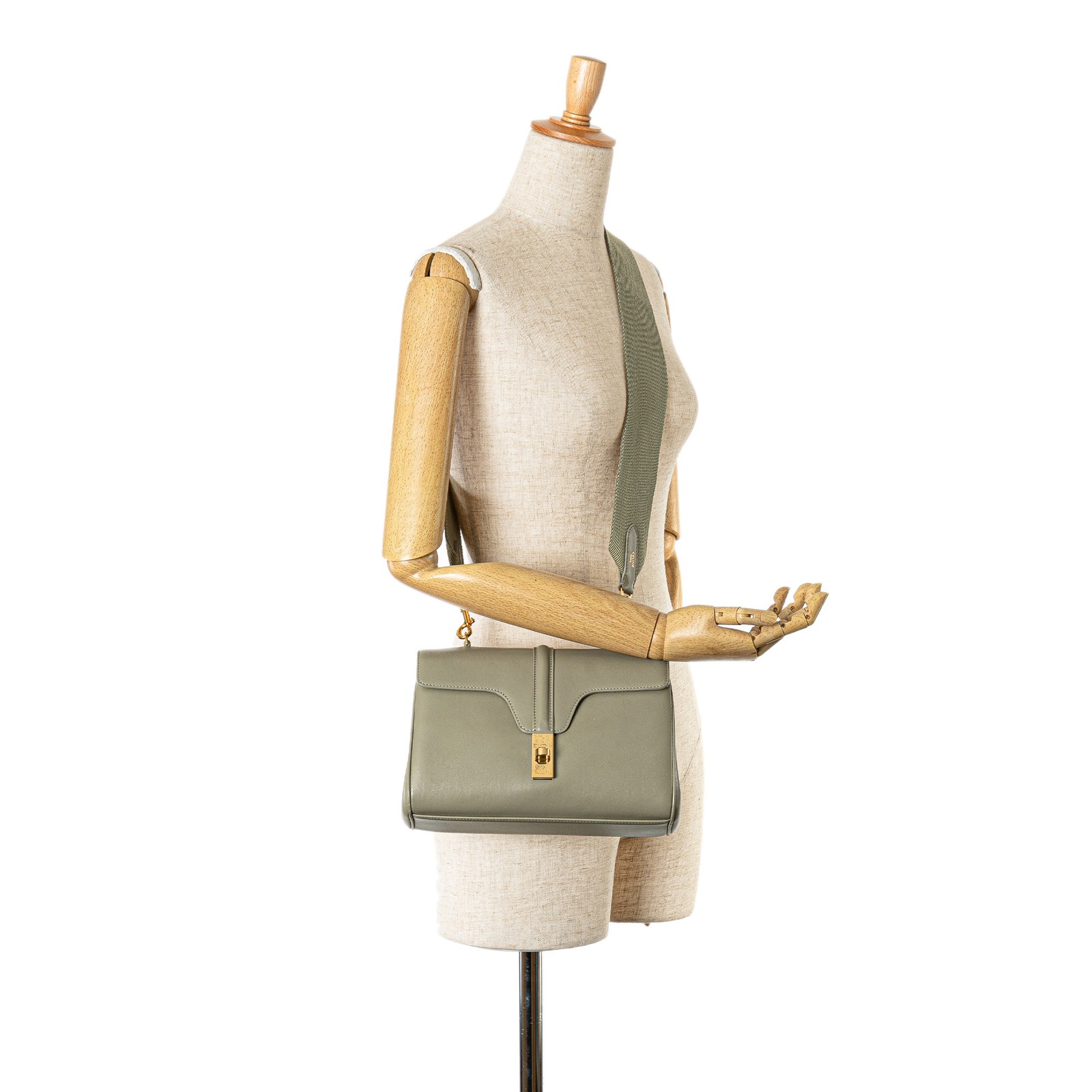 Celine Teen Smooth Calfskin Soft 16 Crossbody Pre-Loved Bag Light Green image 8