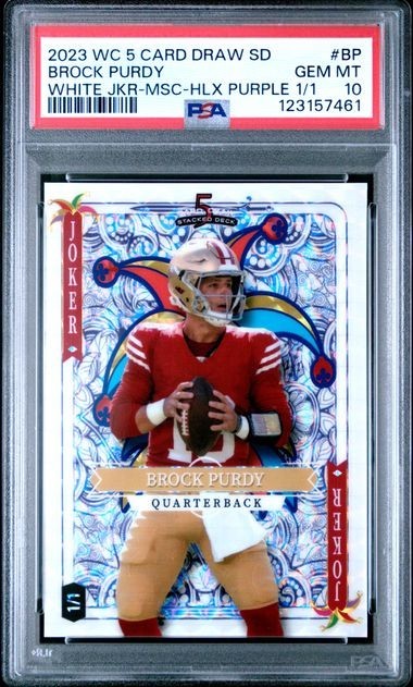 2023 Wild Card 5 Card Draw White Joker 1/1 Brock Purdy PSA 10 GEM MINT 49ers view 3