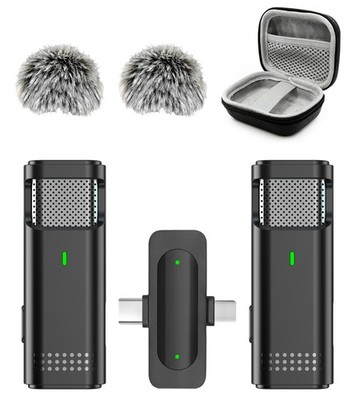 NPTCL Wireless Lavalier Microphone for iPhone and Android, 2-Pack Mini Lapel ...