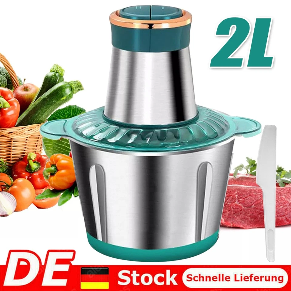 2L Multi Zerkleinerer Gemüse Häcksler Elektrisch Multihacker Zwiebelschneider DE - Bild 4 von 4
