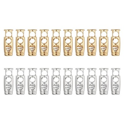 20PCS Metal Cord Locks for Drawstrings, Spring Cord Lock Toggles Gold Silver