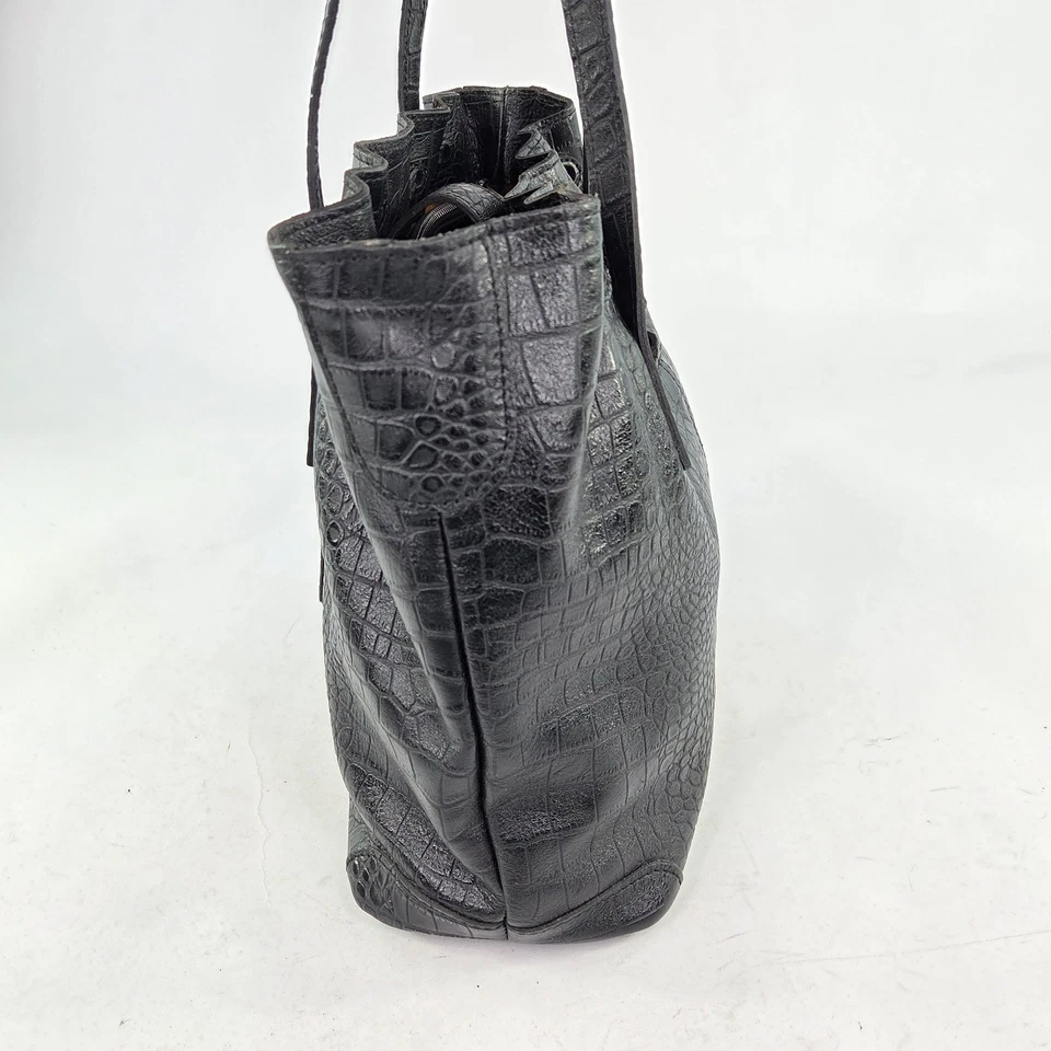 Bolso de Mano Patricia Nash Cuero Cordón Witney Hombro Negro Cocodrilo Cartera Foto 3 de 4