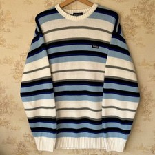 Y2K Southpole Blue White Striped Crewneck Sweater Size XL