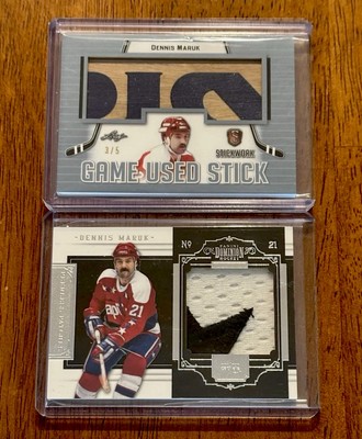 Dennis Maruk Game Used Memorabilia Card Lot. 3/5 Stick 17/25 Jersey. HOF?!?!