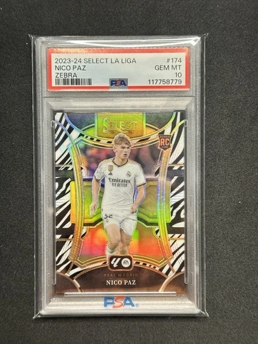 2023-24 Panini Select La Liga Nico Paz Zebra /25 RC PSA 10 Madrid Como Argentina