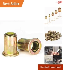 Heavy-Duty 8/32'' Carbon Steel Rivnuts, 100 Flat Head Fasteners for All Projects