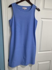 Jude Connally Dress Size M Blue White Stripe Sleeveless Stretch Beachy Coastal