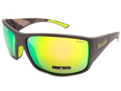 Bolle Tigersnake Sonnenbrille matt rauchgrün mit smaragdgrünen verspiegelten Gläsern 12132