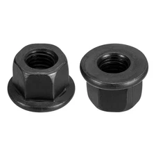 M10 Flange Hex Nuts, 2Pcs Grade 10.9 Carbon Steel Black Oxide Finished Hex Flang