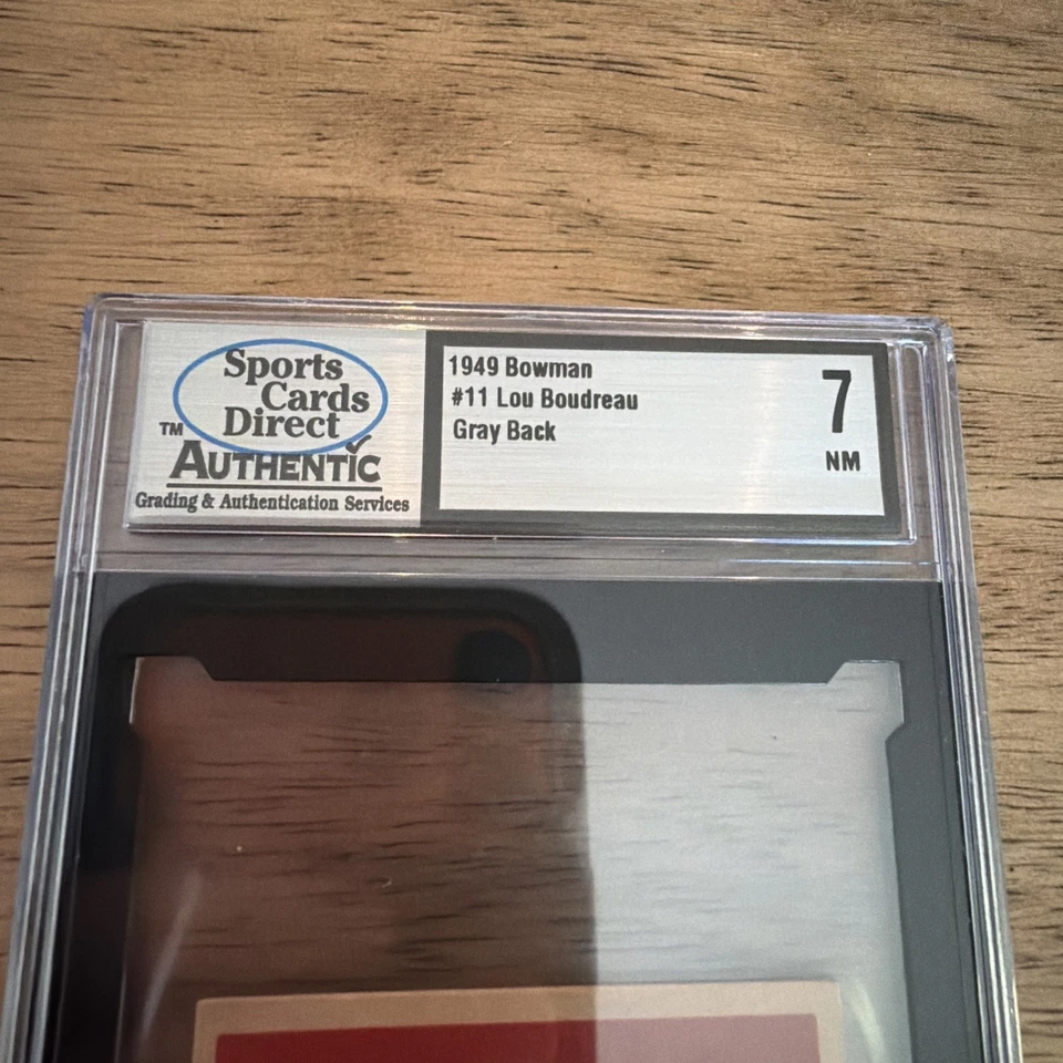 Tarjeta de novato Lou Boudreau 1949 Bowman #11 RC Cleveland Indians 7 grados Foto 3 de 4