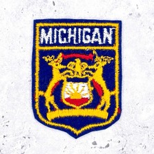 Vintage Michigan Patch   State Flag Coat of Arms Travel Souvenir   Iron-On NOS