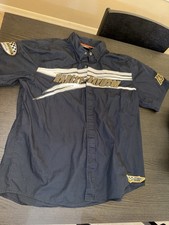 Harley Davidson Shirt Men XL Black Patches Snap Button Up S/S Work Garage Biker