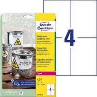 Avery Zweckform Wetterfeste Folienetiketten L4719-20 Weiß 105,0 X 148,0 Mm,...