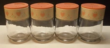 4 Vintage Glass Gemco Spice Jars Hearts & Flowers