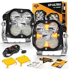 AUXBEAM 4.5"Inch Combo LED Work Lights Offroad Driving Fog Pods DRL White Amber