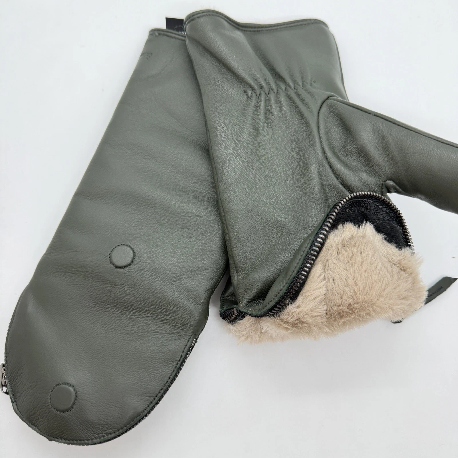 ECHO Zip Top lambskin fur lined women's fingerless gloves -Green - S/M
Opens in a new window or tab