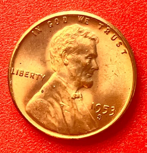 1953-S Lincoln Wheat Cent Penny GEM RED BU From an Original Bank Roll