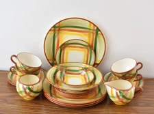 Set of 20 pcs Homespun by Metlox Poppytrail Dinnerware Hand Painted Vernonware 