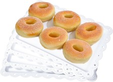 4 Pack Serving Trays for Party with Lace Rim,Rectangle Food Trays,Reusable White