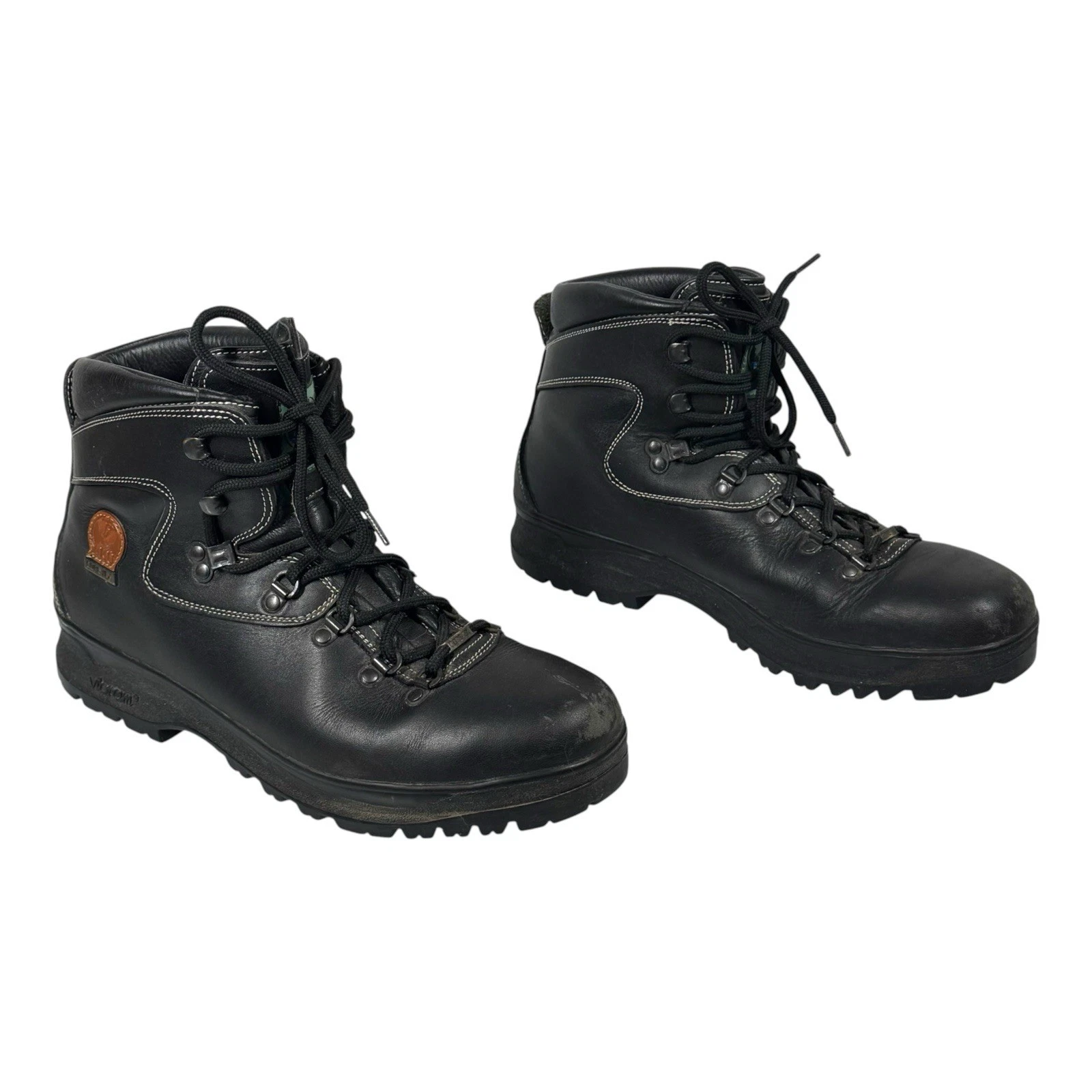 Vintage 90’s AKU Black Leather Gore-Tex Hiking Boots Sz 11 Hand Made In Italy
