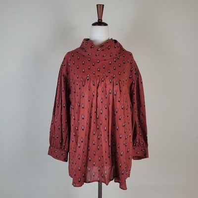 Banana Republic Blouse XL Red Spiced Cabernet Paisley Reversed Western Shirt