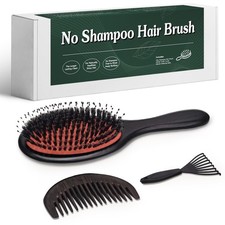 No Shampoo Hair Brush with Wide Tooth Comb,Boar Bristle Hair Brush Set,Detang...