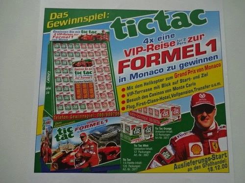 Advertising Ferrero 2000 / Tictac "VIP Journey of Formula 1 - Michael Shoemaker