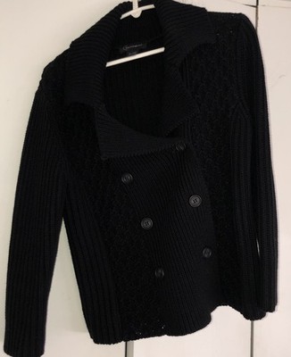 Context Black Long Sleeve Double Breasted Cardigan Sweater Size Medium Womens
