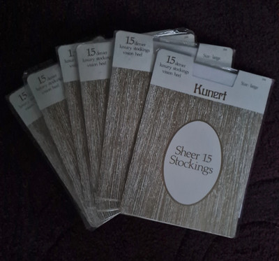 Job Lot A1-A3 6 Pairs of Kunert Sheer 15 Denier Vision Heel Stockings Size Large