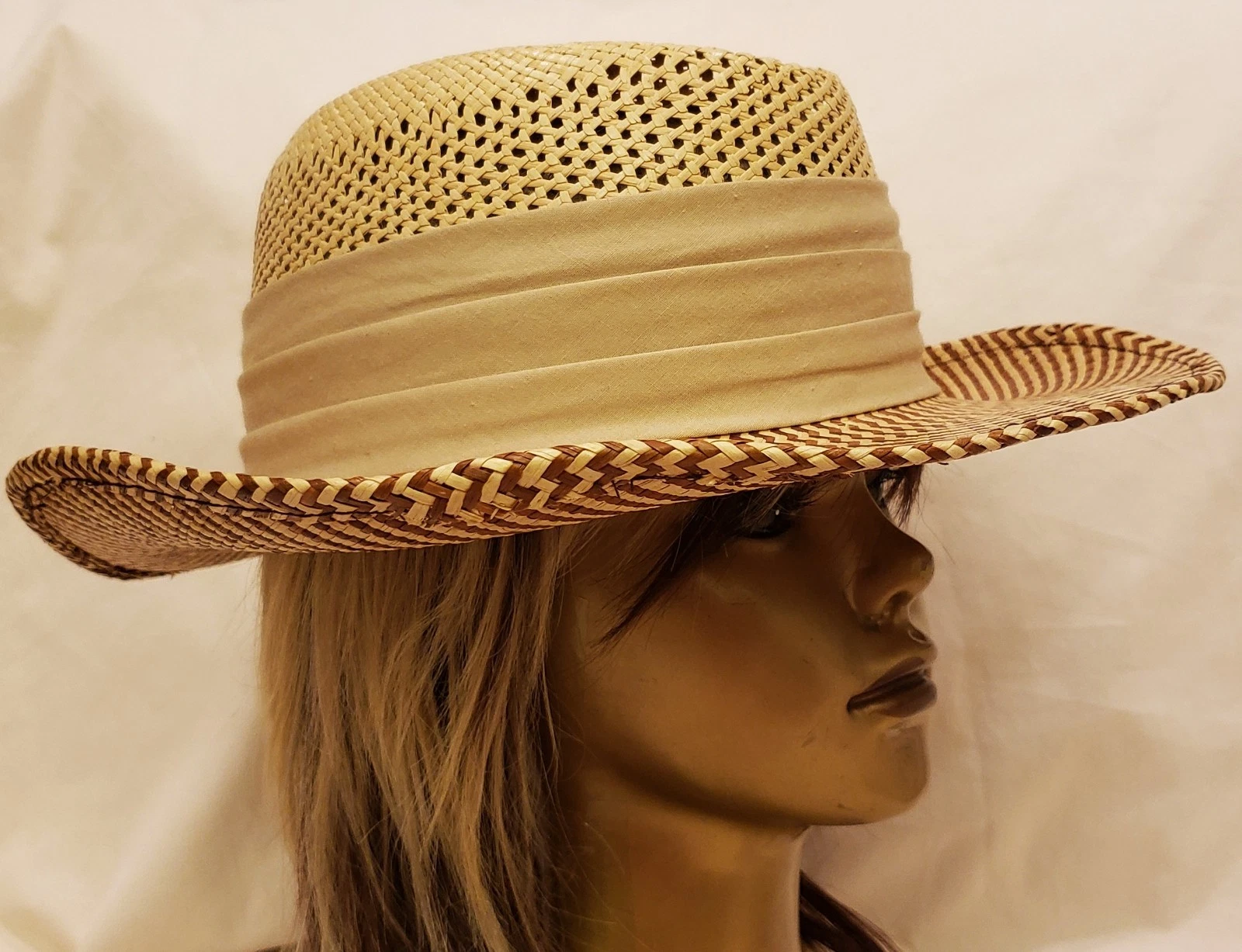 SONNI San Francisco Women's Woven Wide Brim Sun Hat One Size Natural Fiber Blend