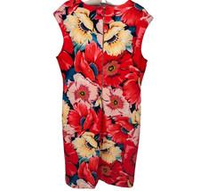 Tahari Floral Print Sleeveless Sheath Dress Women's Size 16 Red Yellow NEW