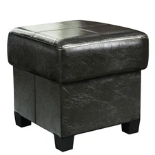 Storage Ottoman Cube Folding Footstool PU Leather Storage Bench with Legs, St...