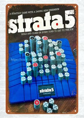 modern home kitchen art 1980s Board Game, Strata 5 Game metal tin sign