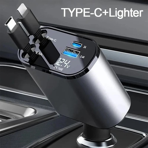 4 in 1 120W Car Charger Retractable Car Cigarette Lighter Adapter USB Type C - 第 7/8 張圖片