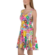 Colorful Floral Cute Fun Skater Dress Design