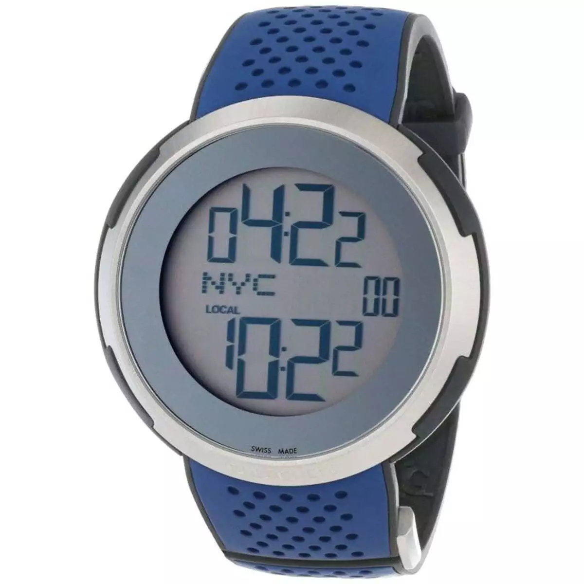 Montre numérique homme Gucci YA114105 I Gucci 49 mm caoutchouc bleu