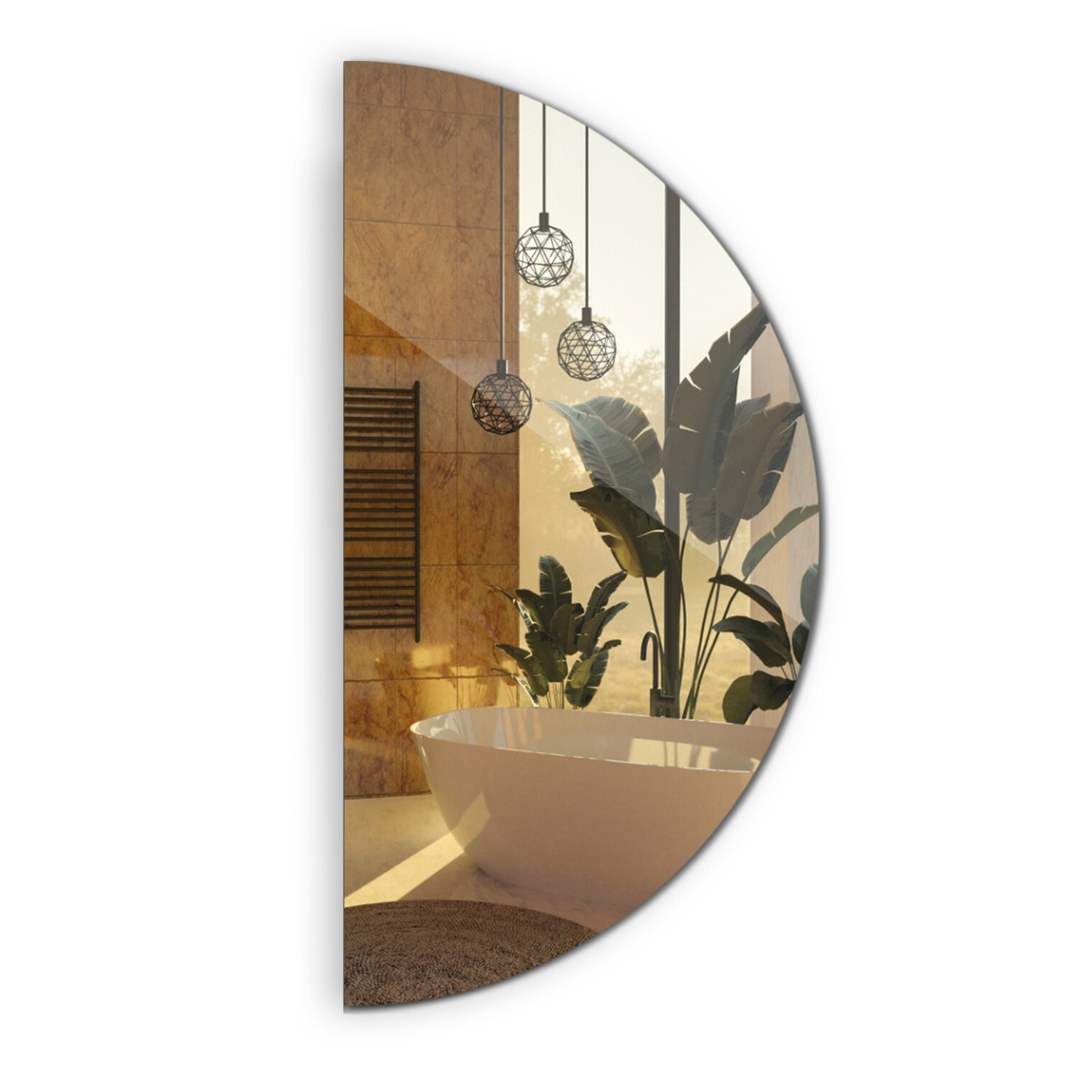 Round Semicircular Mirror Mirror Loft Modern Style Bedroom
